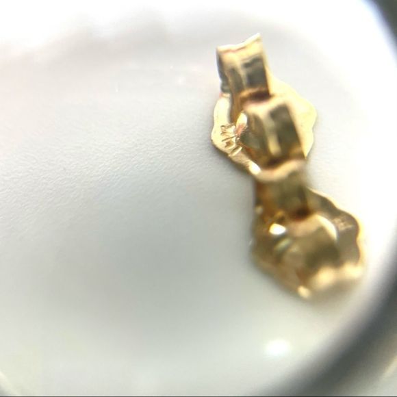 VINTAGE⚜️14K GOLD ONYX Polished 8MM Gemstone Orb Stud Earrings - Picture 7 of 13